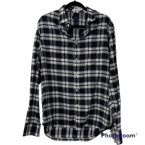 GOODMAN Plaid Collar Shirt XL Black White